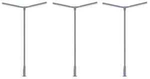3 Luci a LED trasversali a due scala H0