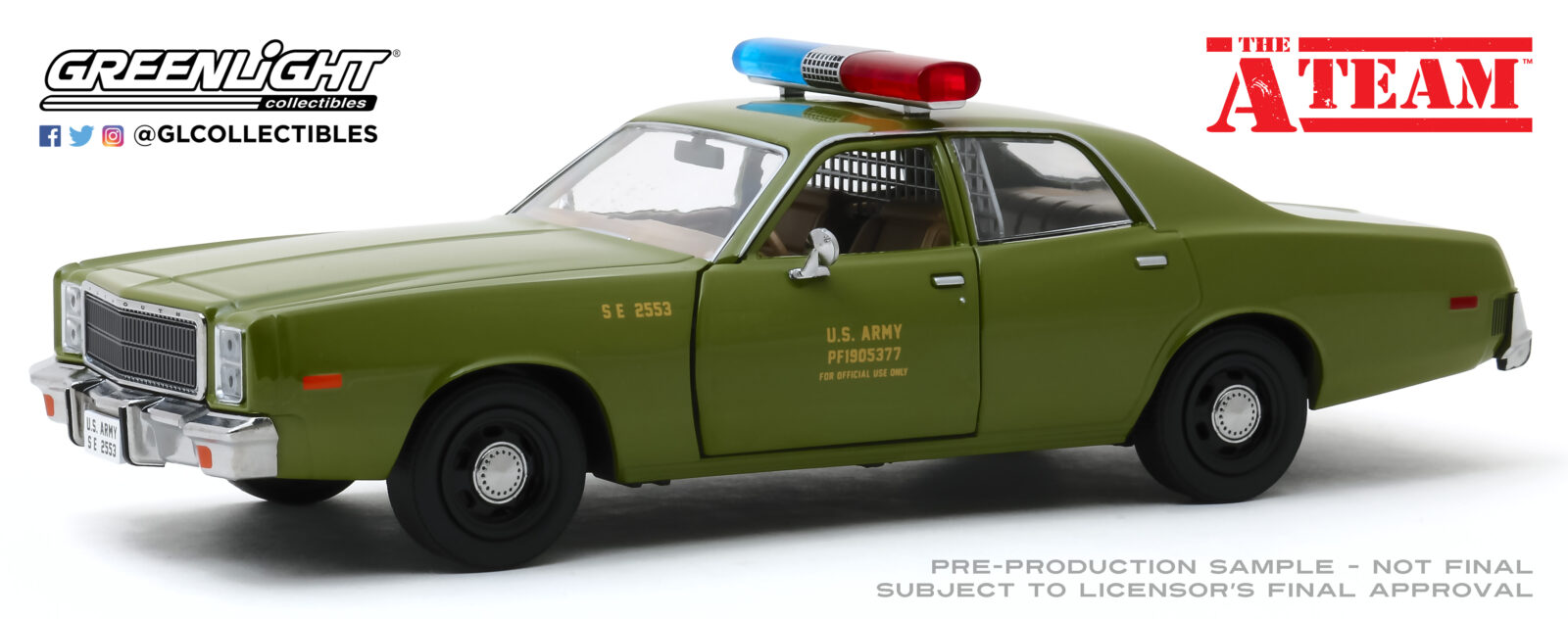 The A-Team (1983-87 TV Series) - 1977 Plymouth Fury U.S. Army Police DS Modellismo A-Team 1977 Plymouth Fury U.S. scala 1:24