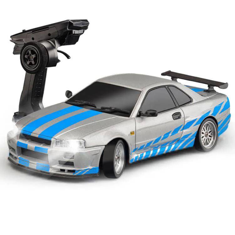 1/18 GTR R34 Drift RC Car (in metallo Body with Built-in Gyroscope Version) - Silver or Blue DS Modellismo GTR R34 Drift RC Car