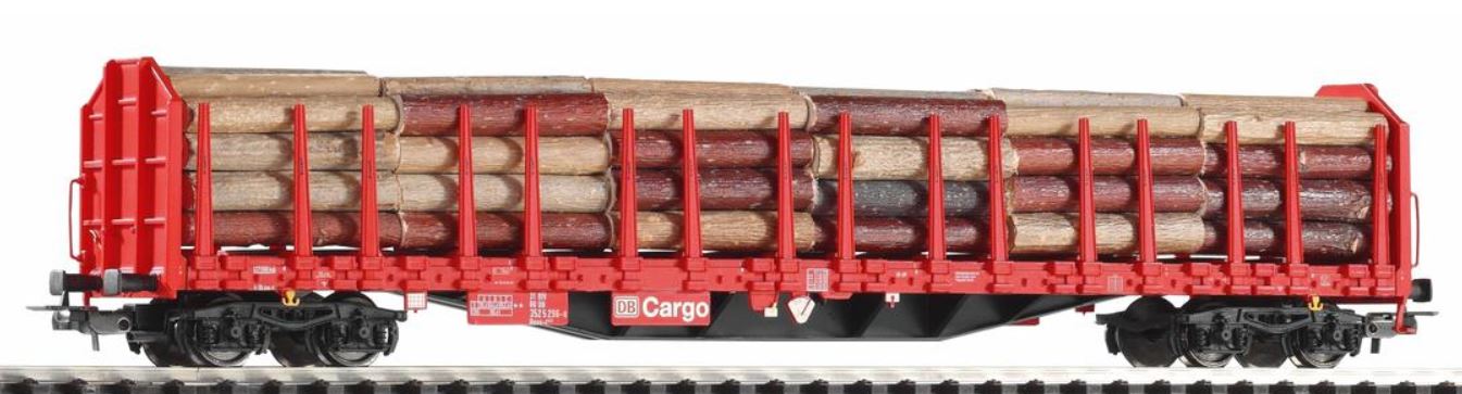 Carro pianale Roos-t642 DB Cargo Epoca V, Carico con vero legname Scala H0 DS Modellismo Carro pianale Roos-t642 DB Cargo scala H0