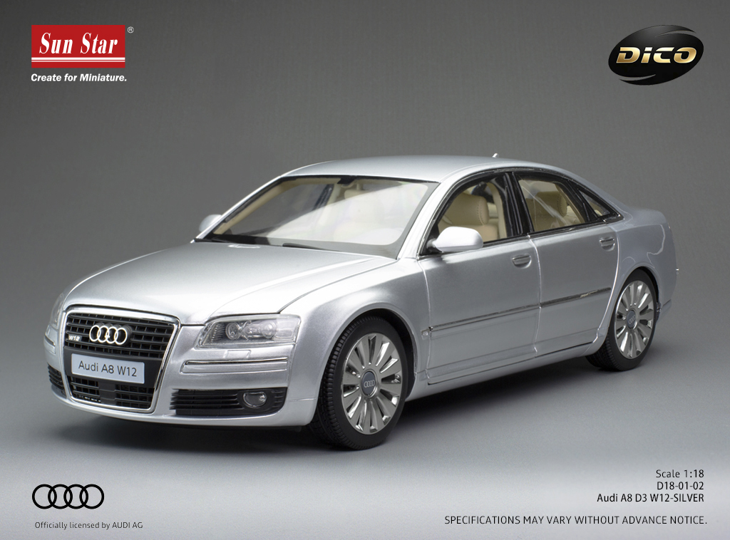 Audi A8 D3 W12 DS Modellismo Audi A8 D3 W12 scala 1:18 Sun Star