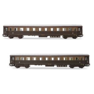 FS 2 Carrozze - 1 2a Classe con Scompartimento Ristoro + 1 2a Classe Epoca III-IV 1:87 Scala H0