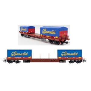 Carro Pianale FS 4 Assi con 2X20 Container Gruppo Bernardini Epoca VI 1:87 Scala H0