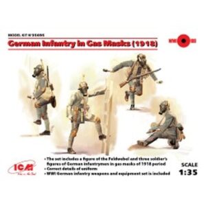 German Infantry in Gas Masks 1918 4 Figures Kit 1:35
