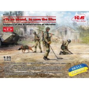 1/35 "To be ahead, to save the life", Sappers of the Armed Forces of Ukraine (3 figures and a sapper dog in a protective mask)(100% new molds)