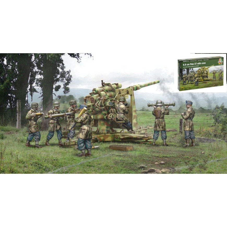 Flak 37 8,8 cm with Crew Kit 1:56 DS Modellismo Flak 37 8,8 cm with Crew Kit 1:56