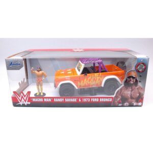 Ford Bronco 1973 W/Macho Man Figure Orange/Purple/White 1:24 Jada Toys 1:24