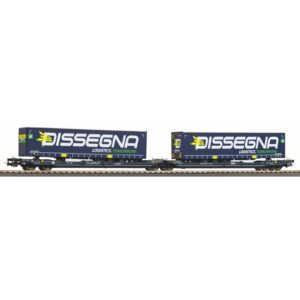 Carro a Tasca T3000e "Mercitalia Intermodal" (Gruppo Ferrovie dello Stato Italiane) con rimorchi DISSEGNA Epoca VI Scala H0