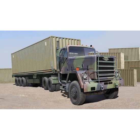 M915 Tractor with M872 Flatbed Trailer and 40FT Container DS Modellismo M915 Tractor with M872 Flatbed Trailer and 40FT Container