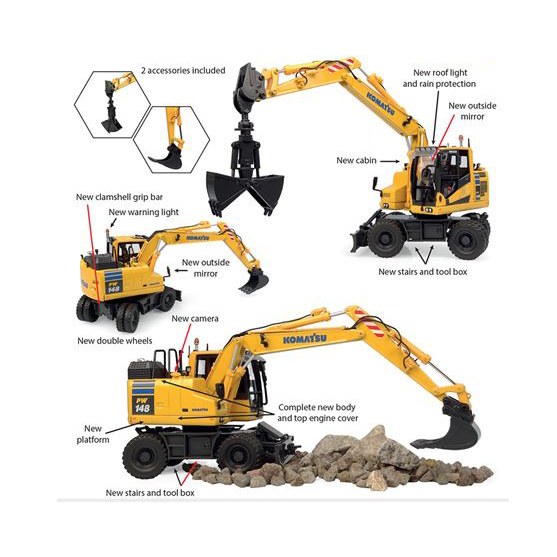 Escavatore Komatsu PW148-11 C/Accessori 1:50 DS Modellismo Escavatore Komatsu PW148-11 C/Accessori 1:50