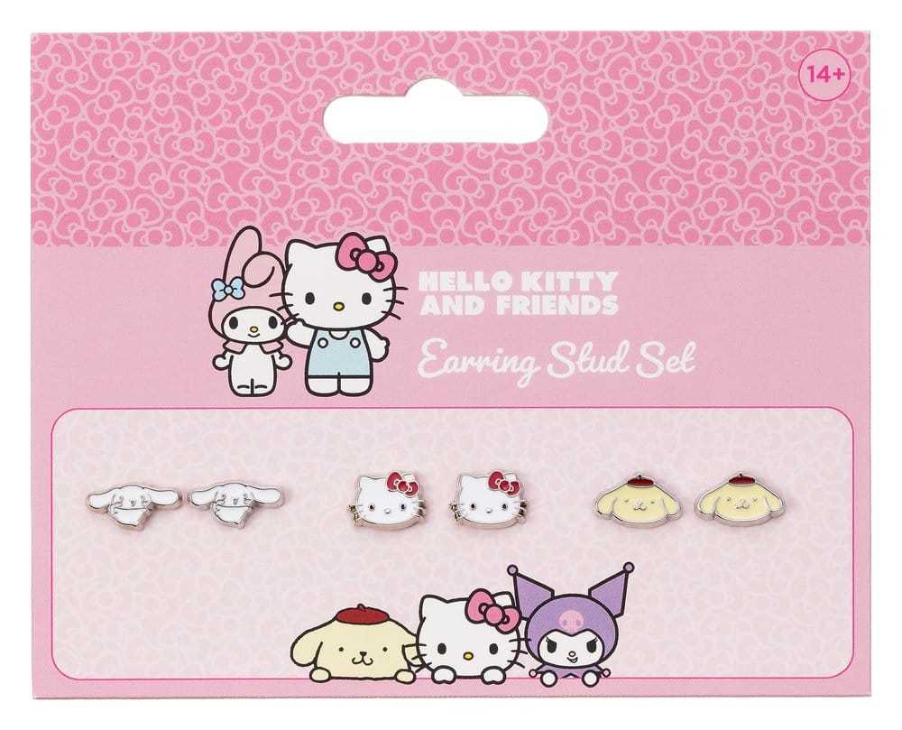 Sanrio Stud Earring Set Hello Kitty, Cinnamon Roll and Pompompurin DS Modellismo Sanrio Stud Earring Hello Kitty, Cinnamon
