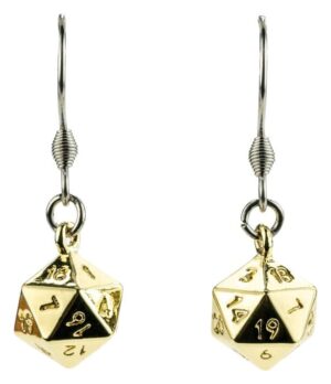 Orecchini Lair Wear Dice D20 Gold in metallo