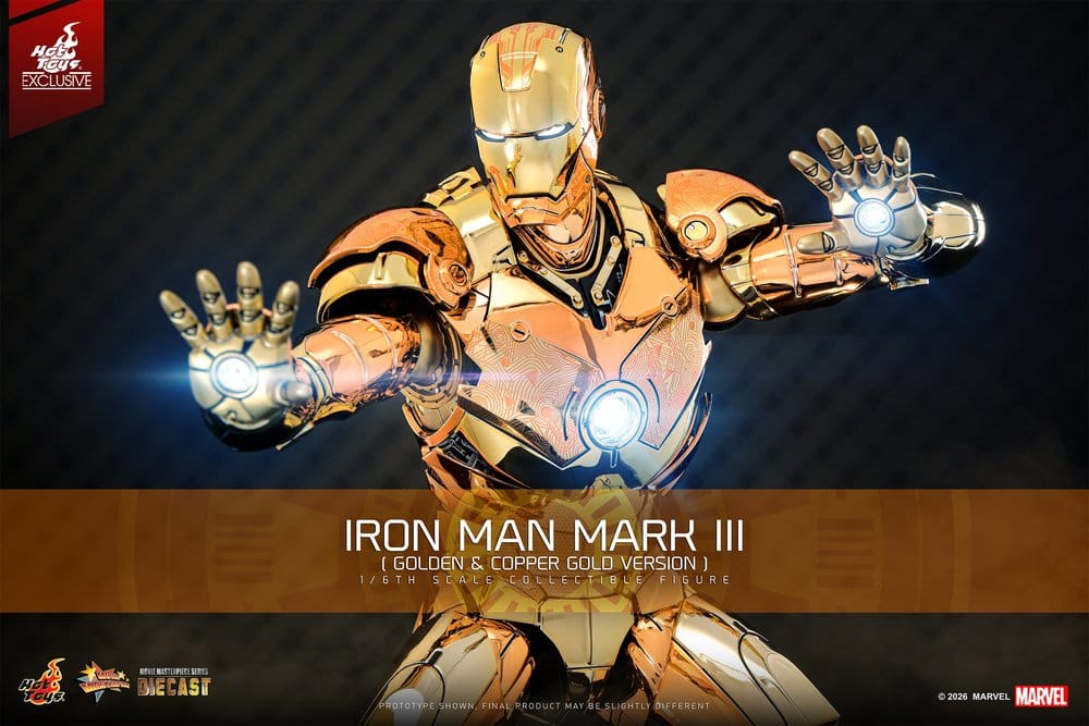 Iron Man Movie Masterpiece Diecast Action Figure 1/6 Iron Man Mark III (Golden & Copper Gold Version) Hot Toys Exclusive 33 cm DS Modellismo Iron Man Movie Masterpiece Diecast scala 1/6