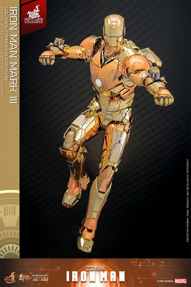 Iron Man Movie Masterpiece Diecast Action Figure 1/6 Iron Man Mark III (Golden & Copper Gold Version) Hot Toys Exclusive 33 cm DS Modellismo Iron Man Movie Masterpiece Diecast scala 1/6