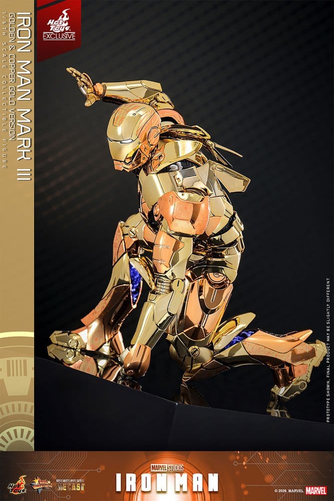 Iron Man Movie Masterpiece Diecast Action Figure 1/6 Iron Man Mark III (Golden & Copper Gold Version) Hot Toys Exclusive 33 cm DS Modellismo Iron Man Movie Masterpiece Diecast scala 1/6