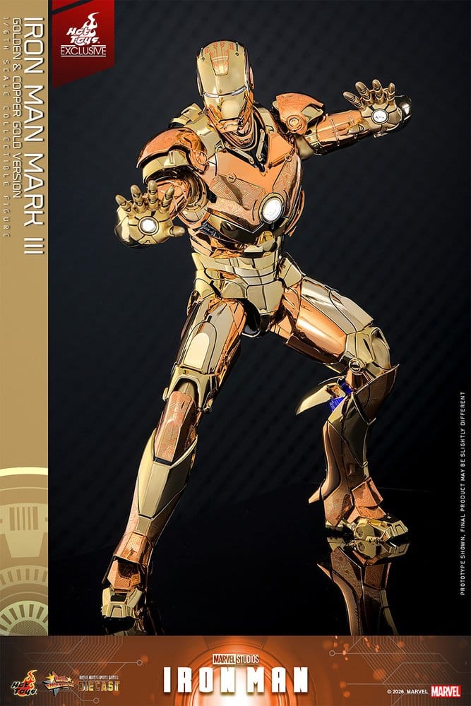 Iron Man Movie Masterpiece Diecast Action Figure 1/6 Iron Man Mark III (Golden & Copper Gold Version) Hot Toys Exclusive 33 cm DS Modellismo Iron Man Movie Masterpiece Diecast scala 1/6